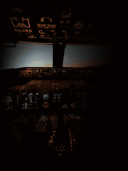 inside cockpit in the dark